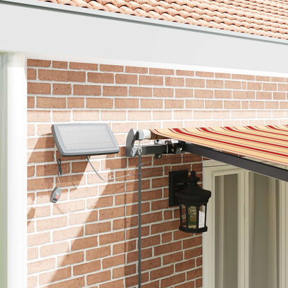 Manual Awning with Solar LED 6 x 3 m 100% Polyester with Anthracite Frame Drop 300 cm Width 600 cm Yellow/orange/white