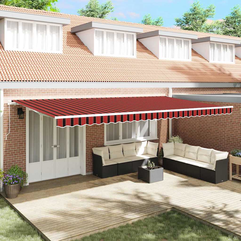 vidaXL Manual Awning 6 x 3.5 m Orange and Brown Stripe 100% Polyester 1