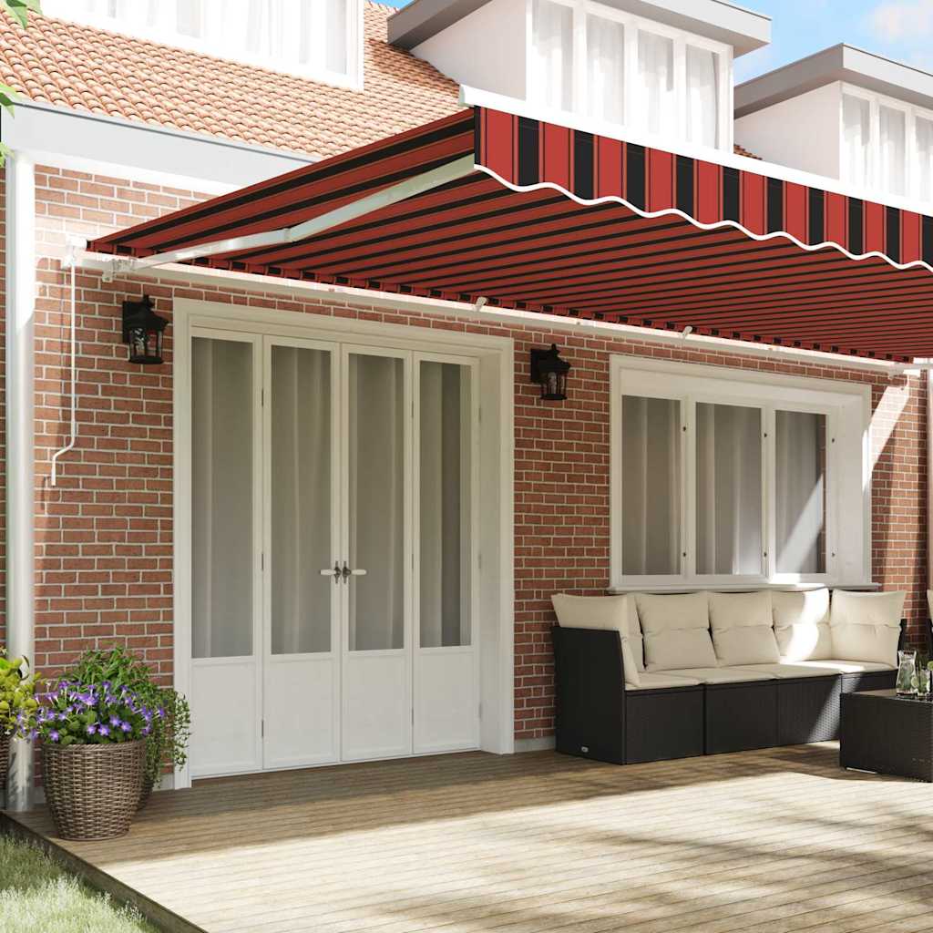 vidaXL Manual Awning 6 x 3.5 m Orange and Brown Stripe 100% Polyester 3