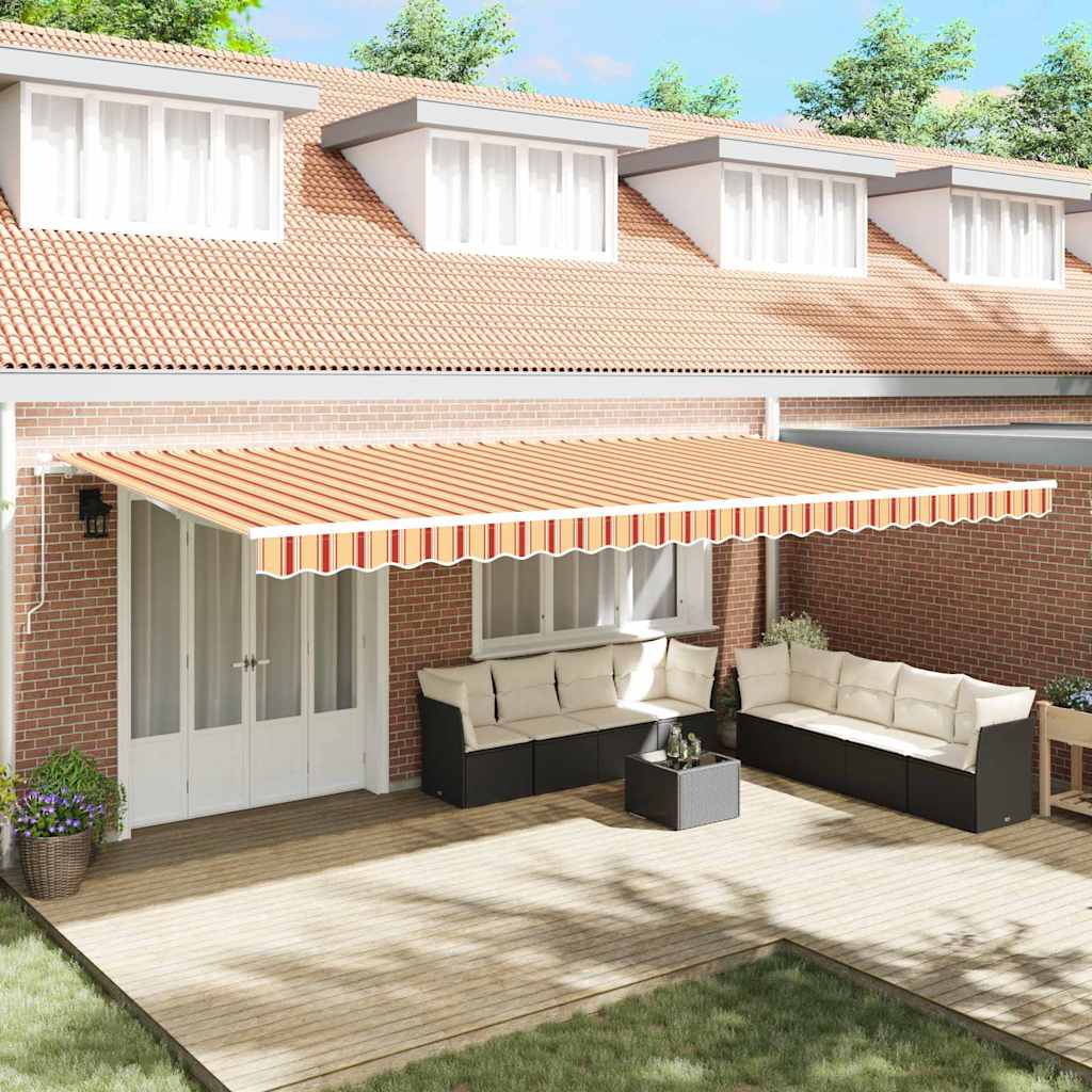 vidaXL Manual Awning 6 x 3.5 m Yellow and Orange Stripe 100% Polyester 1