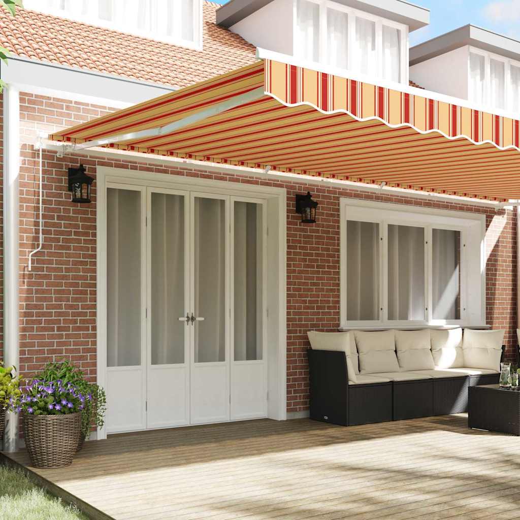 vidaXL Manual Awning 6 x 3.5 m Yellow and Orange Stripe 100% Polyester 3