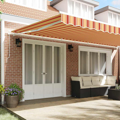 vidaXL Manual Awning 6 x 3.5 m Yellow and Orange Stripe 100% Polyester 3
