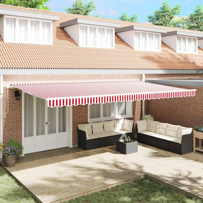 vidaXL Manual Awning 6 x 3.5 m Red and White Stripe 100% Polyester 1
