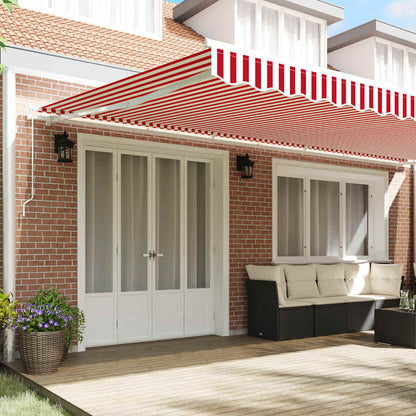 vidaXL Manual Awning 6 x 3.5 m Red and White Stripe 100% Polyester 3