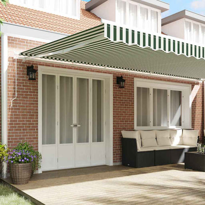 vidaXL Manual Awning 6 x 3.5 m Green and White Stripe 100% Polyester 3