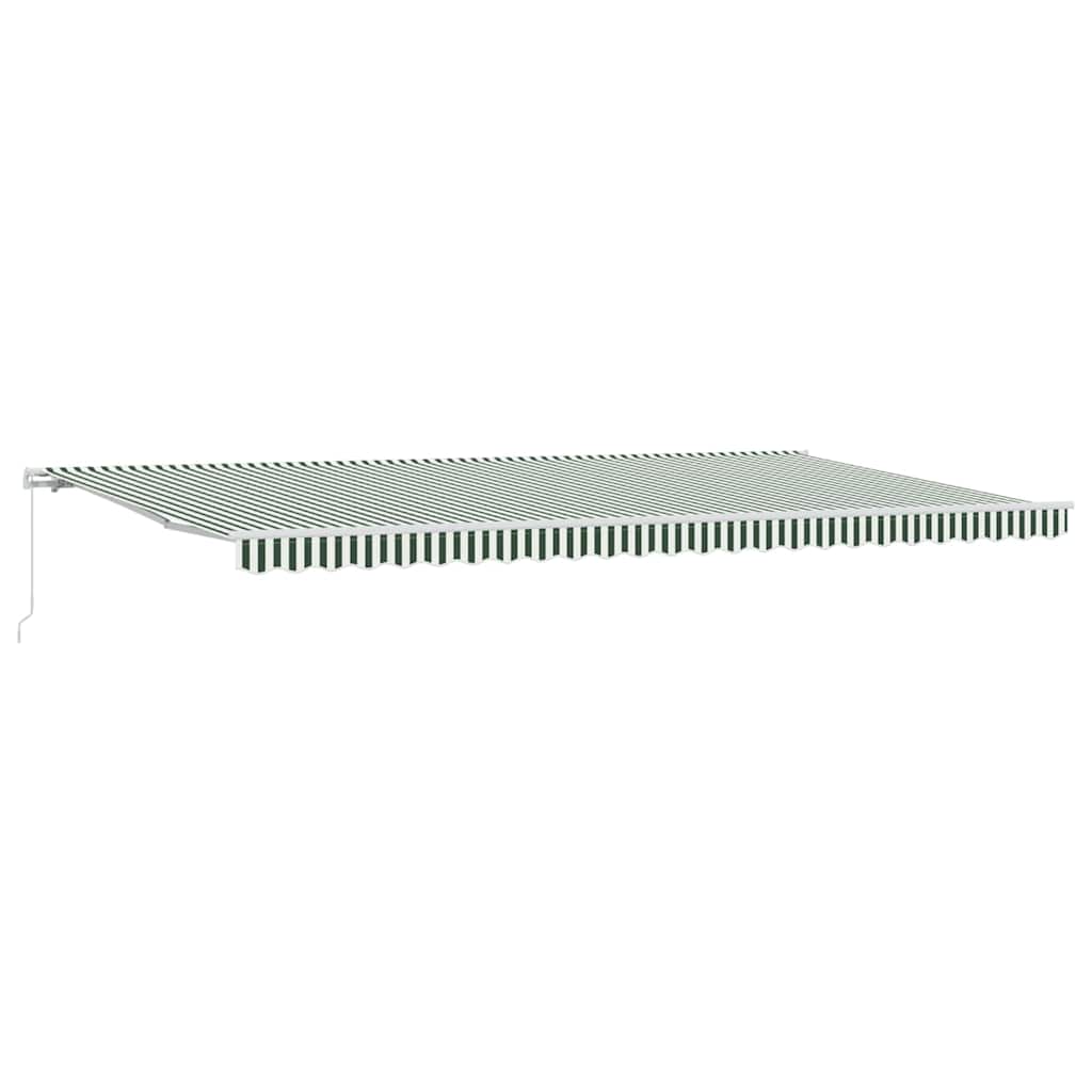 vidaXL Manual Awning 6 x 3.5 m Green and White Stripe 100% Polyester 2