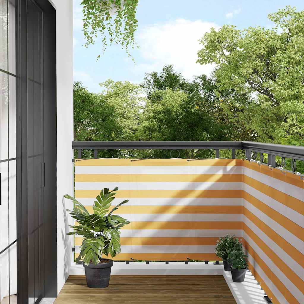 Balcony Screen 90x1000 cm 100% Polyester Oxford Yellow and white