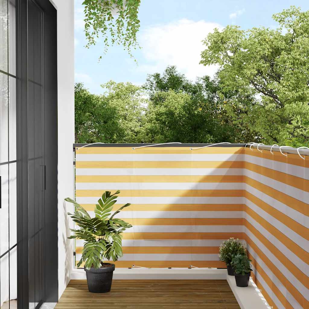 Balcony Screen 120x800 cm 100% Polyester Oxford Yellow and white
