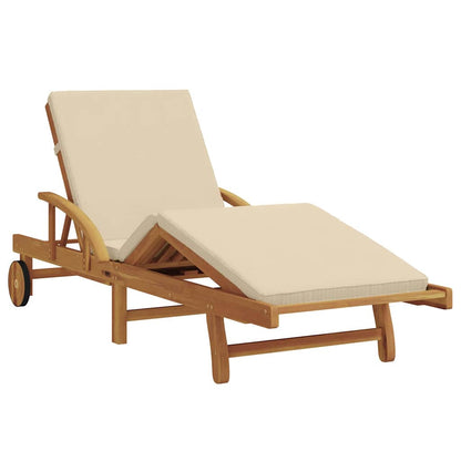vidaXL Sun Lounger 2 pcs Solid Acacia Wood Beige 4