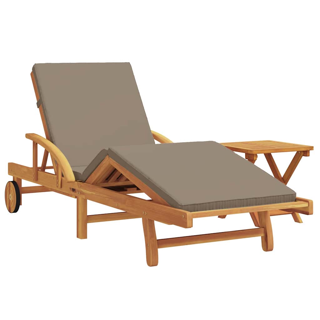 vidaXL Sun Lounger 2 pcs Solid Acacia Wood Taupe 2