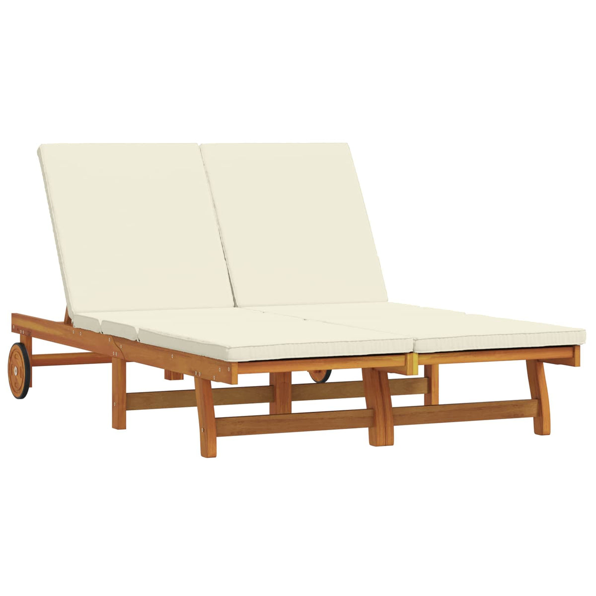 vidaXL Sun Lounger 2 pcs Solid Acacia Wood Brown Cream White