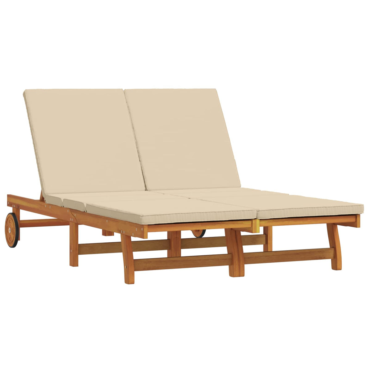 vidaXL Sun Lounger 2 pcs Solid Acacia Wood Brown Beige