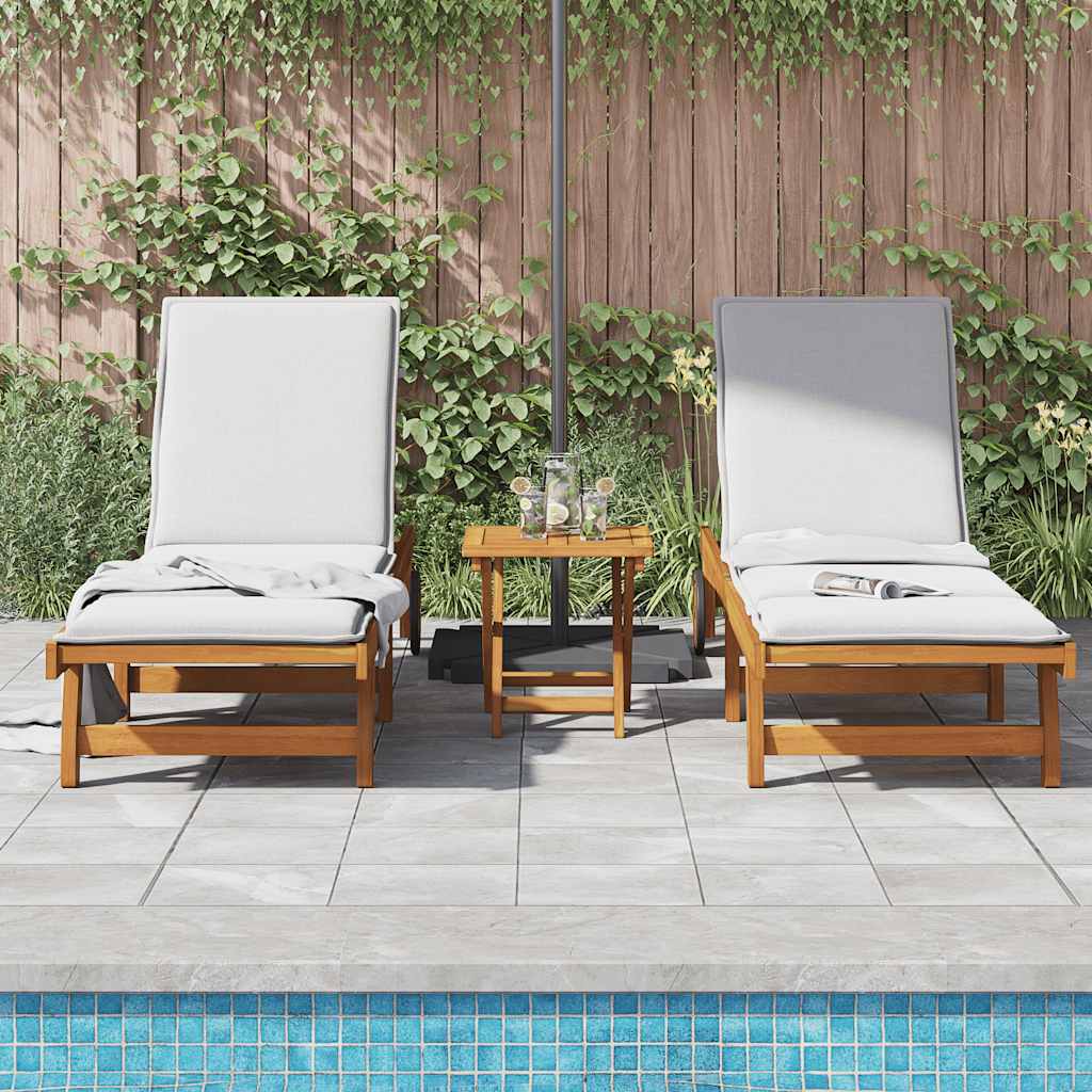 vidaXL Sun Loungers 2 pcs with Wheels Solid Wood Acacia 3