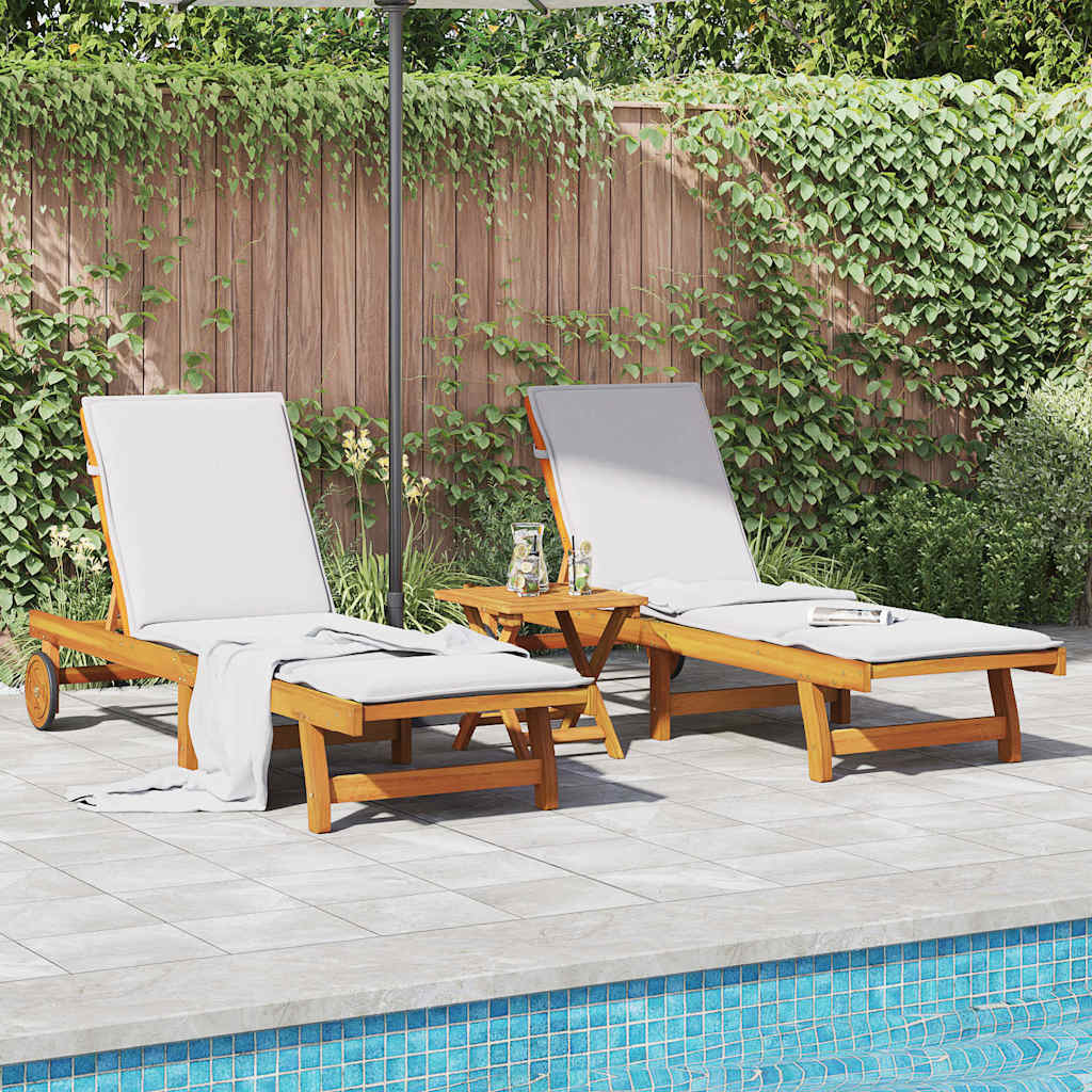 vidaXL Sun Loungers 2 pcs with Wheels Solid Wood Acacia 1