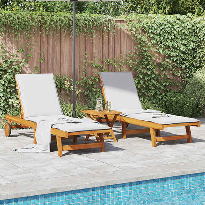 vidaXL Sun Loungers 2 pcs with Wheels Solid Wood Acacia 1
