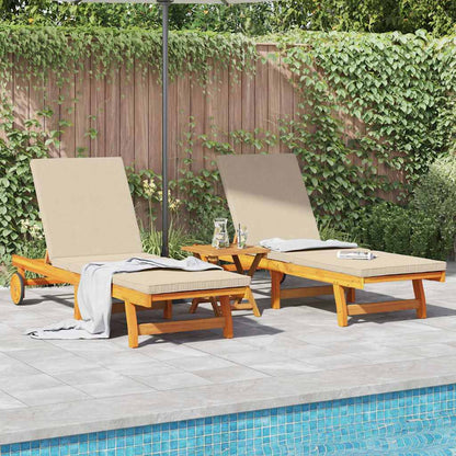 vidaXL Sun Lounger 2 pcs Solid Acacia Wood Brown Beige