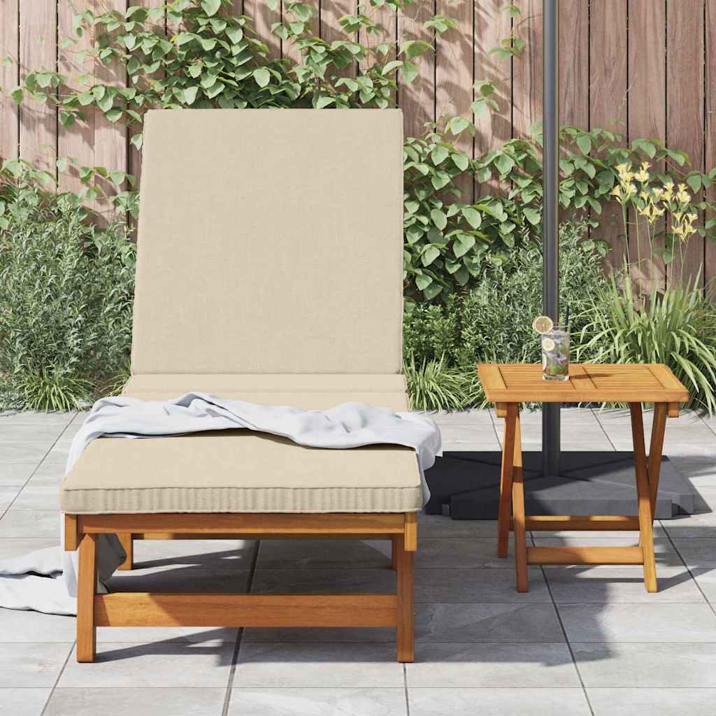 Sun Lounger 2 pcs Solid Acacia Wood Brown Beige Sun lounger +table