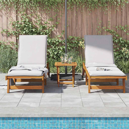 vidaXL Wheeled Sun Loungers 2 pcs with Table Solid Wood Acacia 3