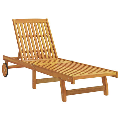 vidaXL Wheeled Sun Loungers 2 pcs with Table Solid Wood Acacia 4