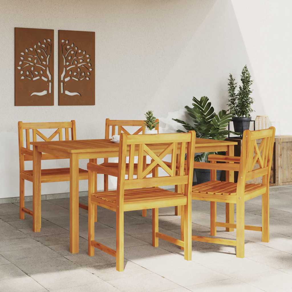 vidaXL Garden Chairs 4 pcs Natural Solid Acacia Wood 3