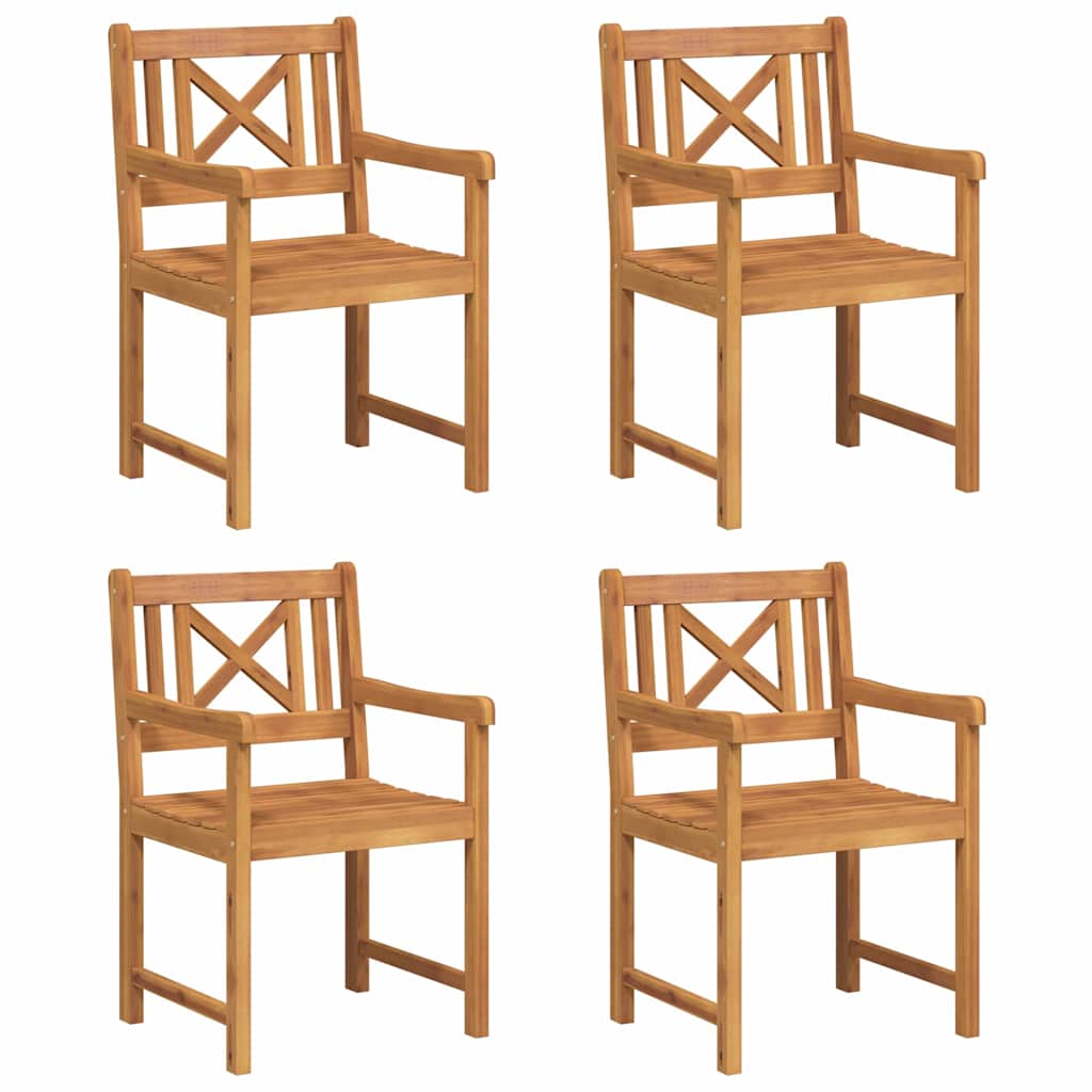 vidaXL Garden Chairs 4 pcs Natural Solid Acacia Wood 2