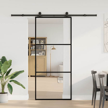 vidaXL Sliding Door with Hardware Set 90x205 cm ESG Glass&Aluminium 2