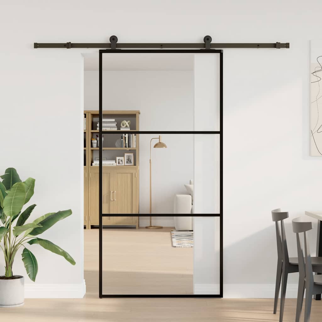 vidaXL Sliding Door with Hardware Set 102x205 cm ESG Glass&Aluminium 2