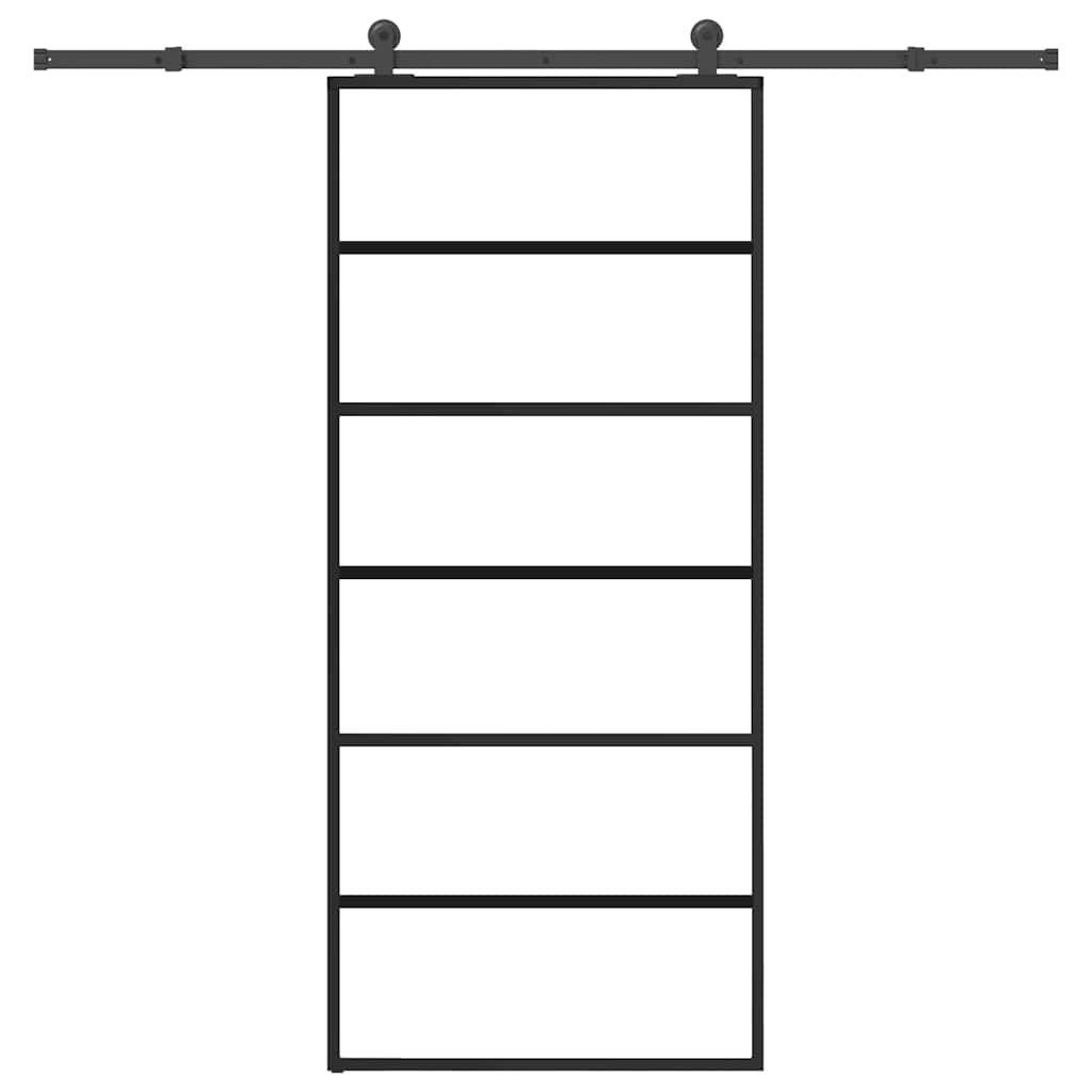 vidaXL Sliding Door with Hardware Set 90x205 cm ESG Glass&Aluminium 1