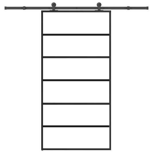 vidaXL Sliding Door with Hardware Set 102x205 cm ESG Glass&Aluminium 1