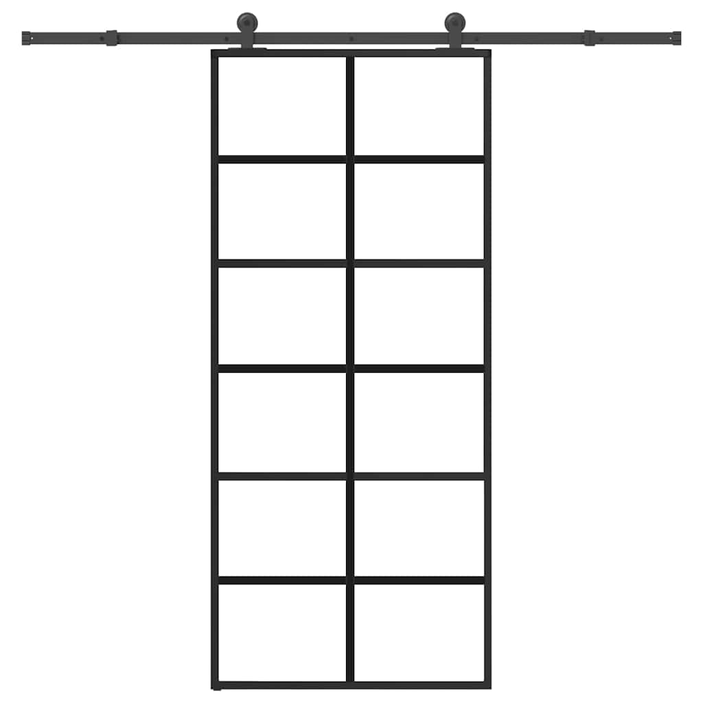 vidaXL Sliding Door with Hardware Set 90x205 cm ESG Glass&Aluminium 1