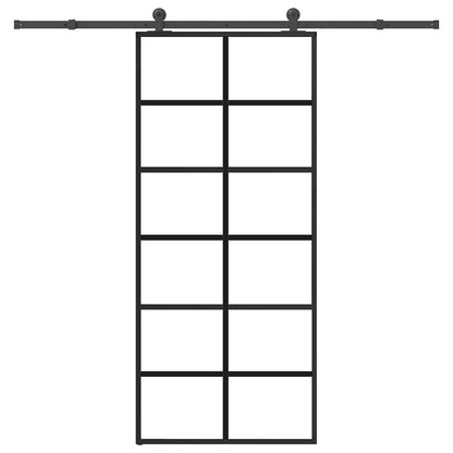 vidaXL Sliding Door with Hardware Set 90x205 cm ESG Glass&Aluminium 1