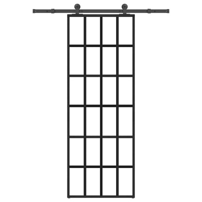 vidaXL Sliding Door with Hardware Set 76x205 cm ESG Glass&Aluminium 1