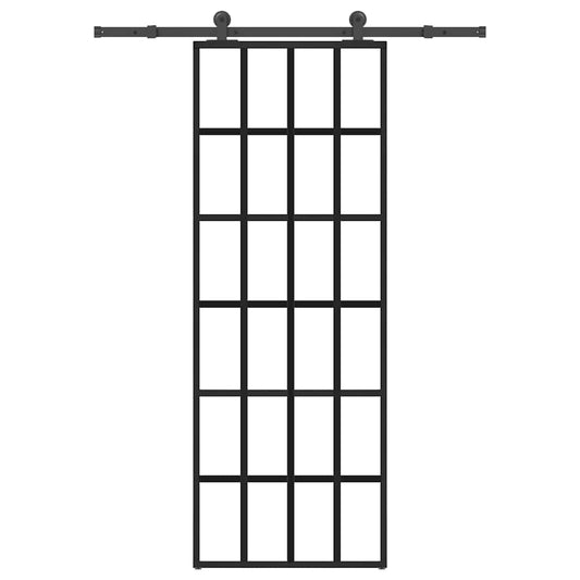 vidaXL Sliding Door with Hardware Set 76x205 cm ESG Glass&Aluminium 1