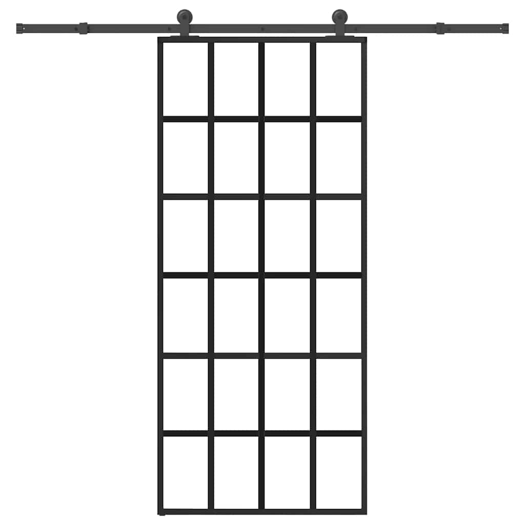 vidaXL Sliding Door with Hardware Set 90x205 cm ESG Glass&Aluminium 1