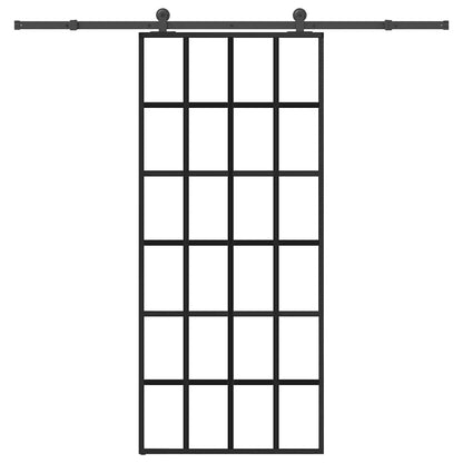 vidaXL Sliding Door with Hardware Set 90x205 cm ESG Glass&Aluminium 1