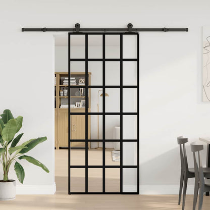 vidaXL Sliding Door with Hardware Set 90x205 cm ESG Glass&Aluminium 2