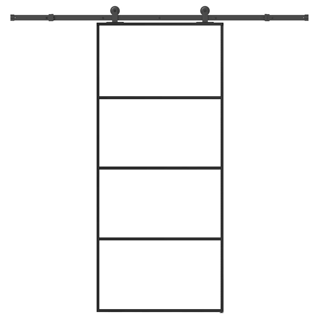 vidaXL Sliding Door with Hardware Set 90x205 cm ESG Glass&Aluminium 1