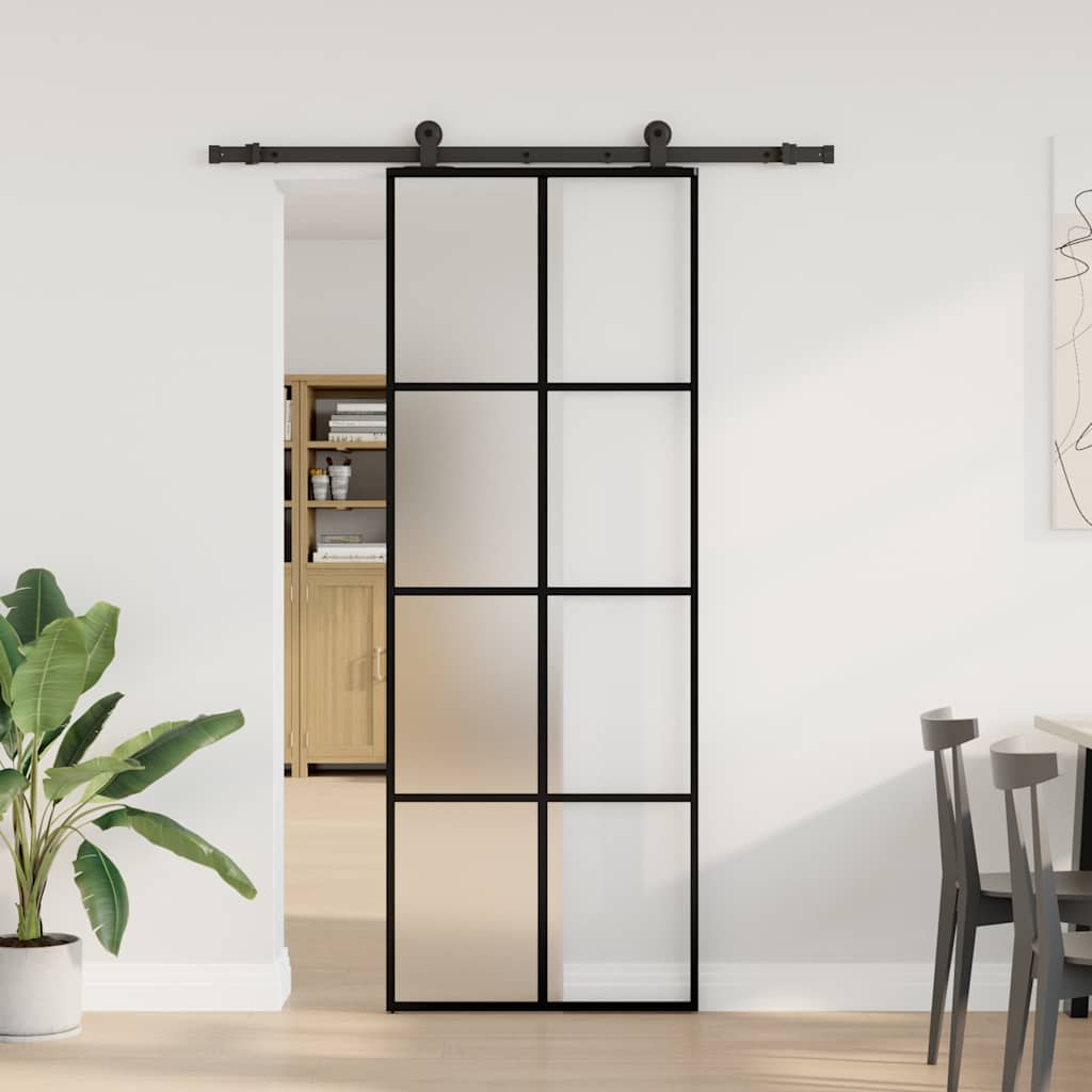 vidaXL Sliding Door with Hardware Set 76x205 cm ESG Glass&Aluminium 1