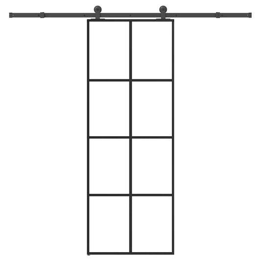 vidaXL Sliding Door with Hardware Set 76x205 cm ESG Glass&Aluminium 1