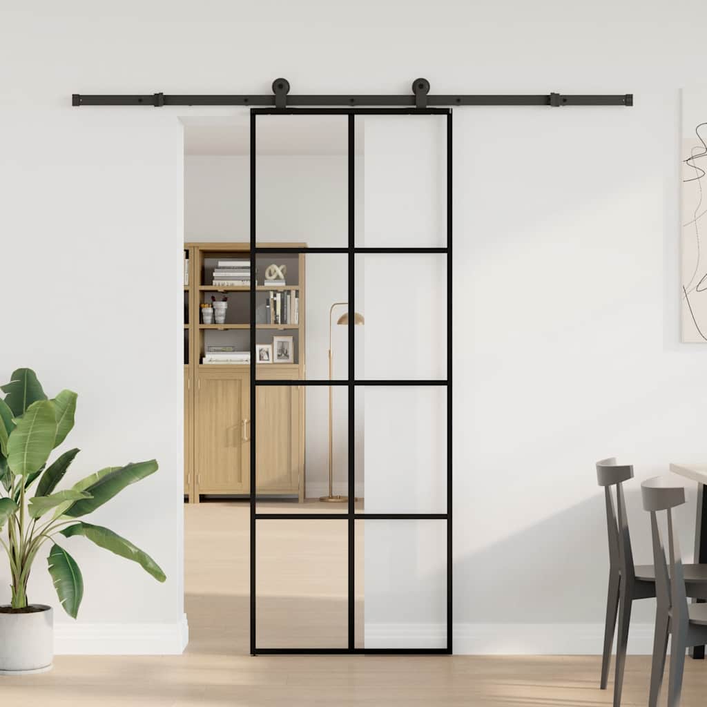 vidaXL Sliding Door with Hardware Set 76x205 cm ESG Glass&Aluminium 2
