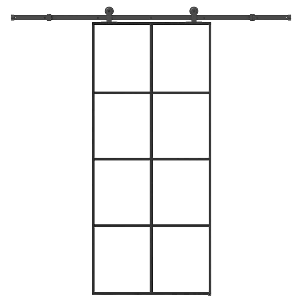 Sliding Door with Hardware Set 76x205 cm ESG Glass&Aluminium 90 cm 213.5 cm Transparent