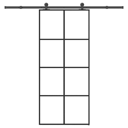 Sliding Door with Hardware Set 76x205 cm ESG Glass&Aluminium 90 cm 213.5 cm Transparent