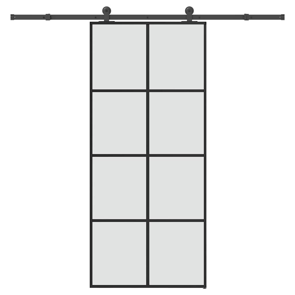 Sliding Door with Hardware Set 76x205 cm ESG Glass&Aluminium 90 cm 213.5 cm Matt