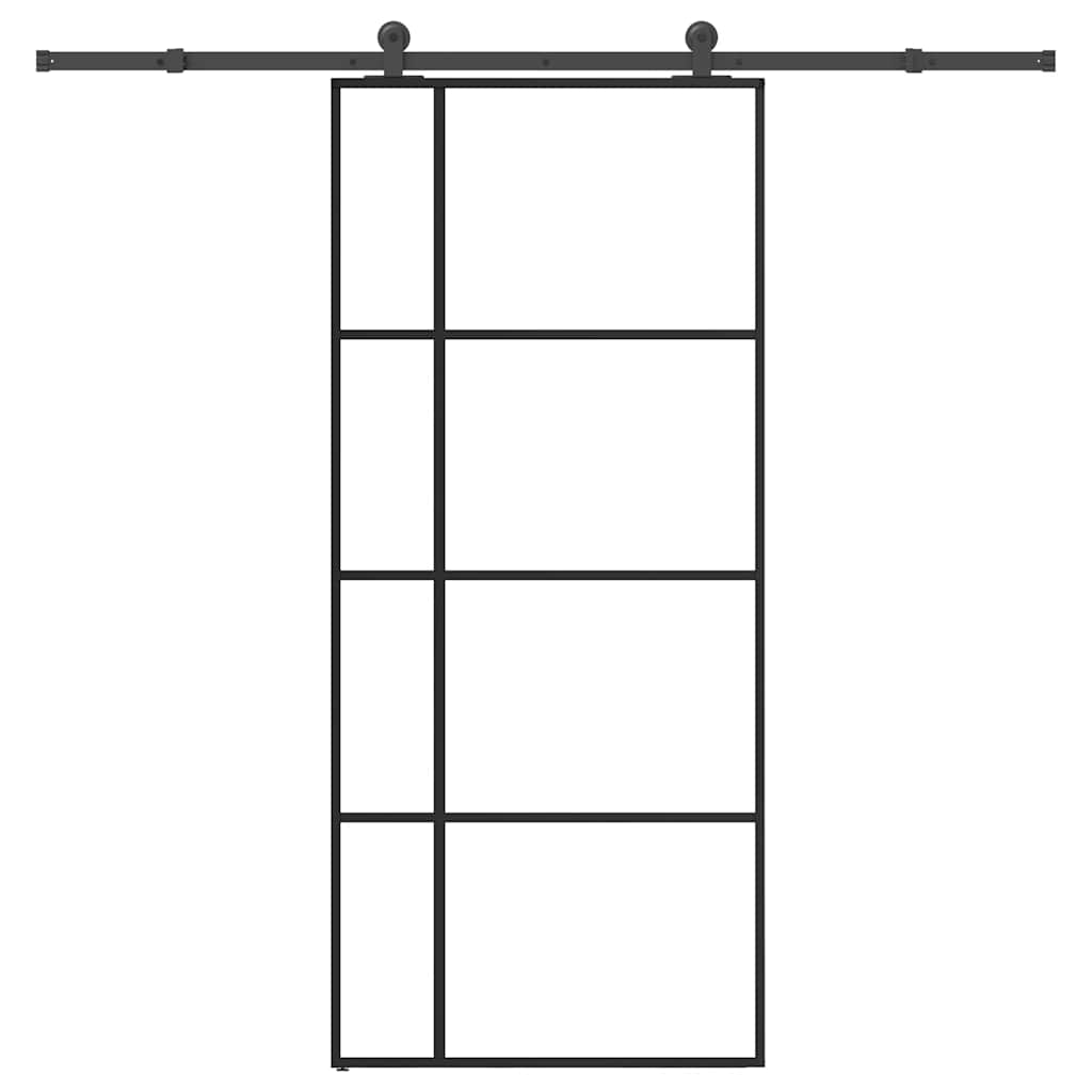 Sliding Door with Hardware Set 76x205 cm ESG Glass&Aluminium 90 cm 213.5 cm Transparent
