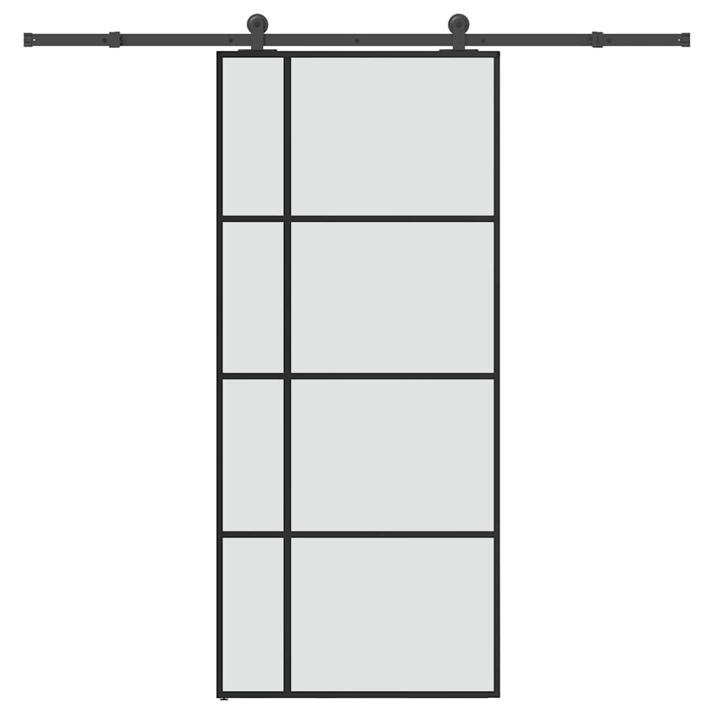Sliding Door with Hardware Set 76x205 cm ESG Glass&Aluminium 90 cm 213.5 cm Matt
