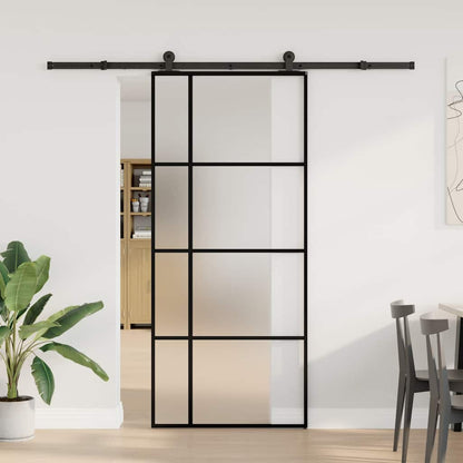 Sliding Door with Hardware Set 76x205 cm ESG Glass&Aluminium 90 cm 213.5 cm Matt