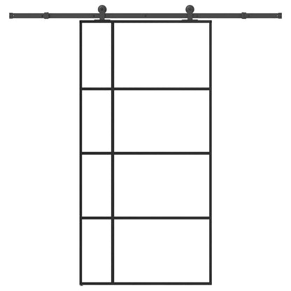 Sliding Door with Hardware Set 76x205 cm ESG Glass&Aluminium 102.5 cm 213.5 cm Transparent