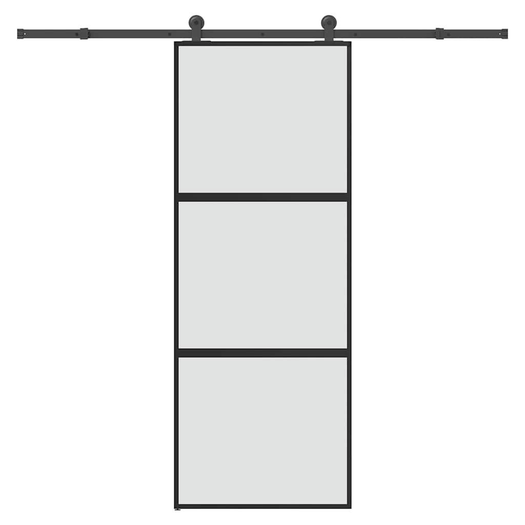 vidaXL Sliding Door with Hardware Set 76x205 cm Tempered Glass&Aluminium 1
