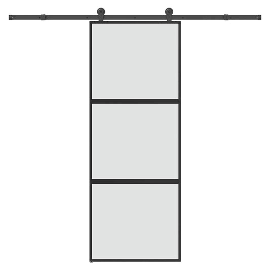 vidaXL Sliding Door with Hardware Set 76x205 cm Tempered Glass&Aluminium 1