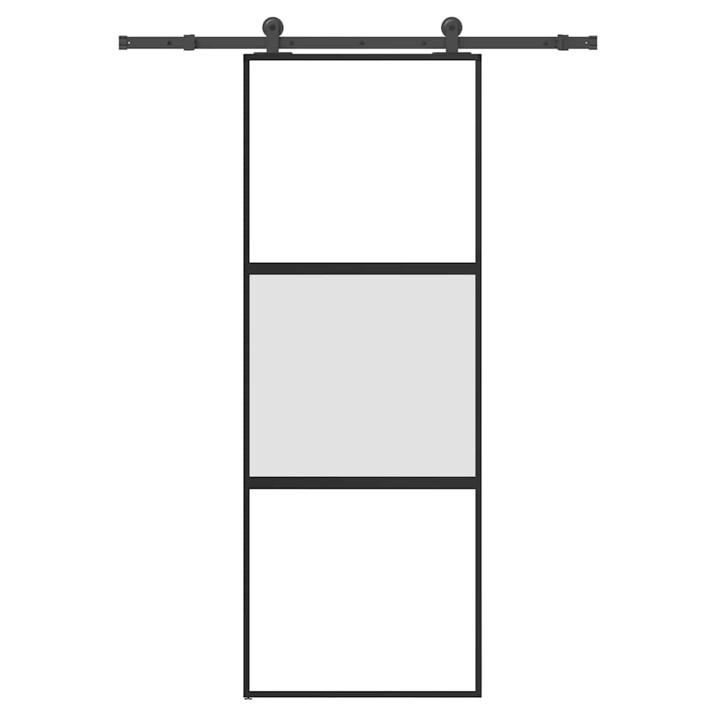 vidaXL Sliding Door with Hardware Set 76x205 cm Tempered Glass&Aluminium 1